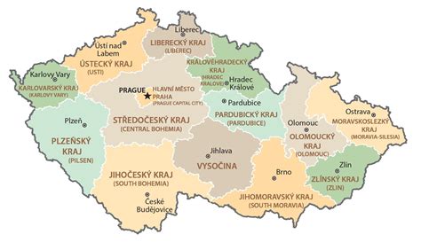 Czech Republic: Regions, Districts, Cities, Towns, .